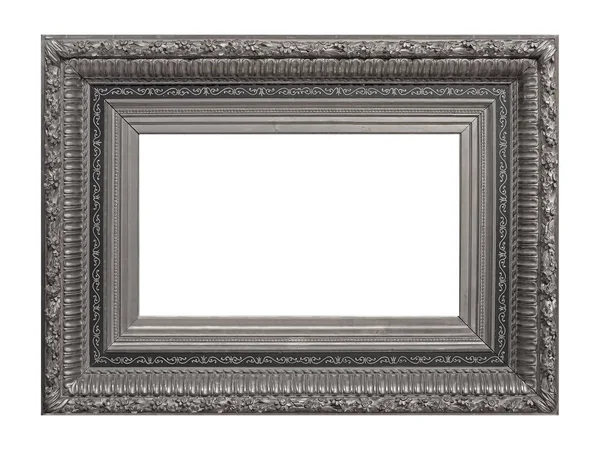 Zilveren Frame Voor Schilderijen Spiegels Foto Geïsoleerd Witte Achtergrond Ontwerpelement — Stockfoto