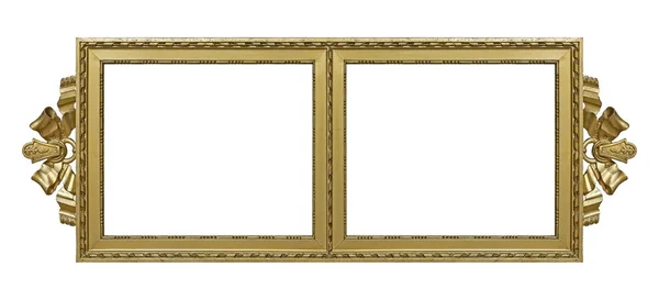 Dubbele Gouden Frame Tweeluik Voor Foto Schilderijen Spiegels Ontwerpelement Met — Stockfoto