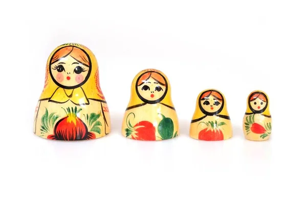 Traditionelles Russisches Holzspielzeug Matrjoschka Isoliert Auf Weißem Hintergrund — Stockfoto