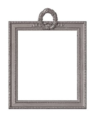Beyaz arka planda izole edilmiş resimler, aynalar ya da fotoğraf için gümüş çerçeve. Kırpma yolu ile tasarım ögesi