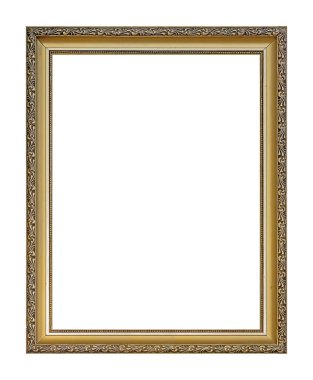 Beyaz arkaplanda izole edilmiş resimler, aynalar veya fotoğraf için altın çerçeve