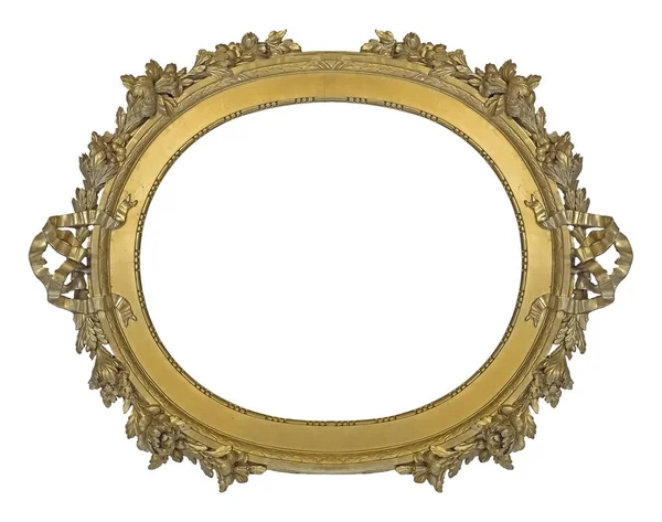 Zlatý Rám Pro Obrazy Zrcadla Nebo Fotografii Izolovanou Bílém Pozadí — Stock fotografie