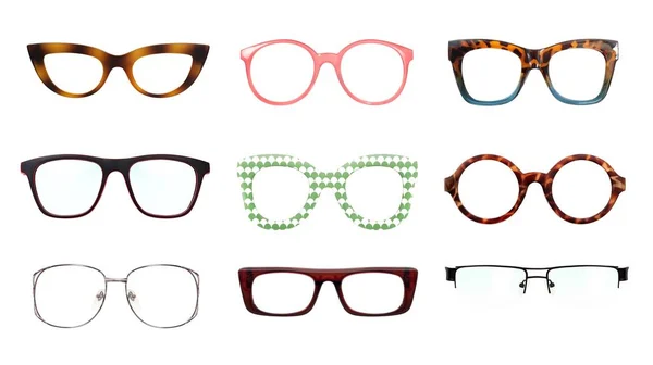 Set Gafas Aisladas Sobre Fondo Blanco Para Aplicar Sobre Retrato —  Fotos de Stock