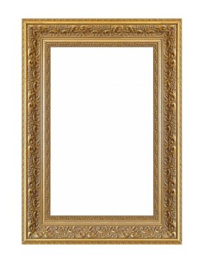 Beyaz arkaplanda izole edilmiş resimler, aynalar veya fotoğraf için altın çerçeve