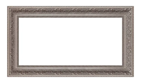 Beyaz arkaplanda izole edilmiş resimler, aynalar veya fotoğraf için panoramik gümüş çerçeve