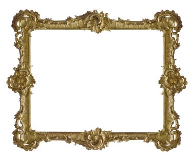 Tablolar, aynalar veya beyaz arka planda izole edilmiş fotoğraf için altın çerçeve. Kırpma yolu ile tasarım ögesi