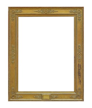 Beyaz arkaplanda izole edilmiş resimler, aynalar veya fotoğraf için altın çerçeve