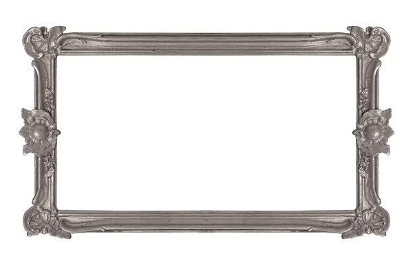 全景银框 用于在白色背景上隔离的绘画 镜子或照片 具有剪切路径的设计元素 — 图库照片