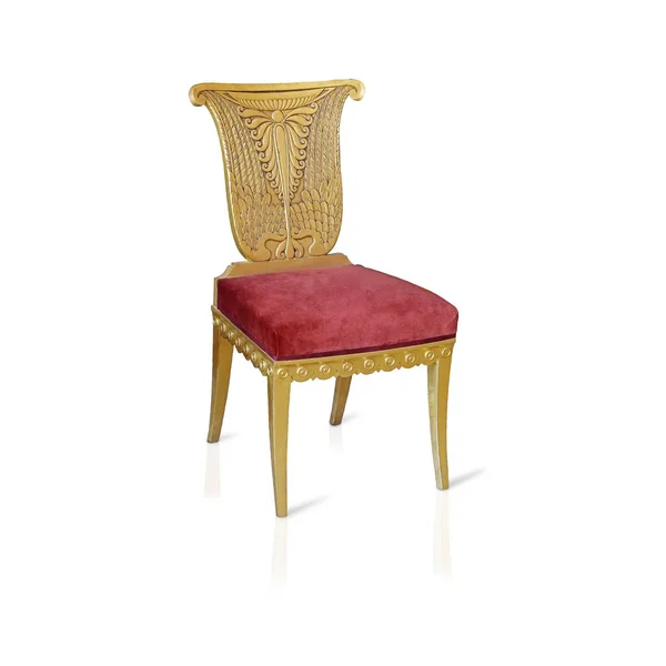 白い背景に隔離された古代の金色の椅子 クリッピング パスを使用したデザイン要素 — ストック写真