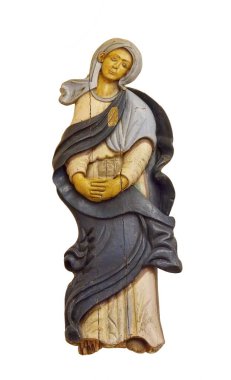 Our Lady, ağaç, heykel beyaz arka plan üzerinde izole