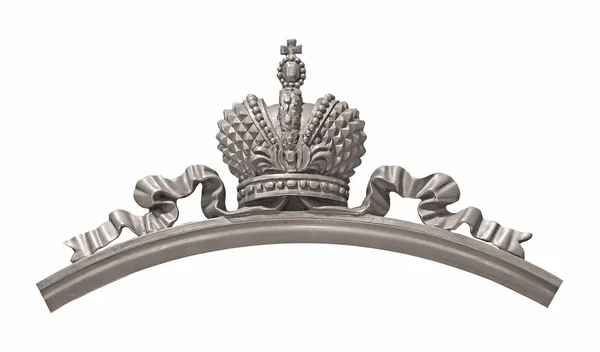 Silver Crown Linjal Isolerad Vit Bakgrund Design Element Med Urklippsbana — Stockfoto