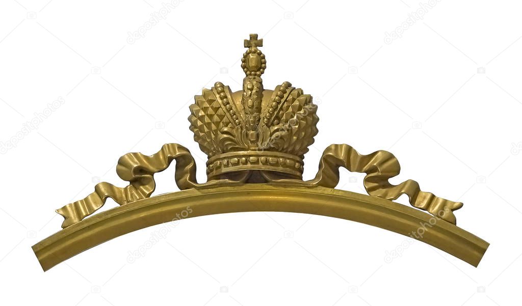 Golden crown ruler isolated on white background. Design element with clipping path