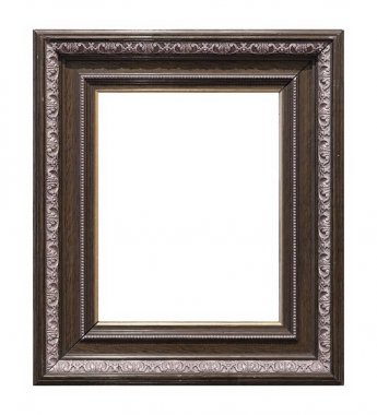 Tablolar, aynalar veya beyaz arkaplanda izole edilmiş fotoğraf için ahşap çerçeve