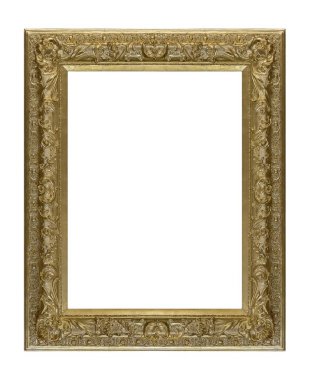 Beyaz arkaplanda izole edilmiş resimler, aynalar veya fotoğraf için altın çerçeve