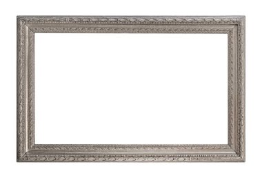 Beyaz arkaplanda izole edilmiş resimler, aynalar veya fotoğraf için gümüş çerçeve