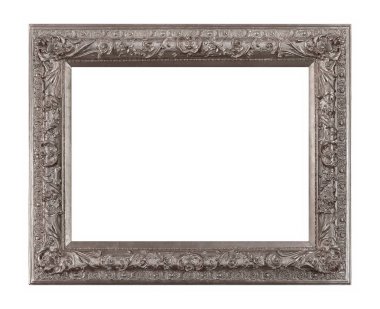 Beyaz arkaplanda izole edilmiş resimler, aynalar veya fotoğraf için gümüş çerçeve