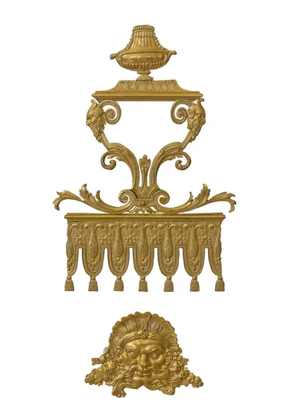 Gouden Decoratieve Bloemen Element Masker Vorm Van Een Oude Mythologische — Stockfoto