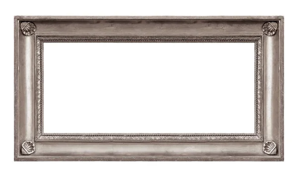 Panoramic Silver Frame Paintings Mirrors Photo Isolated White Background Design — Stock Photo, Image