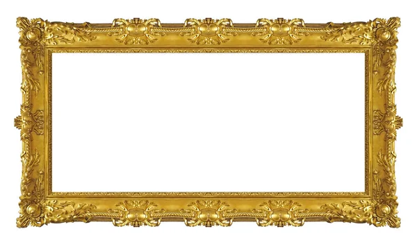 Панорамная Золотая Рамка Картин Зеркал Фотографий Изолированных Белом Фоне Элемент — стоковое фото