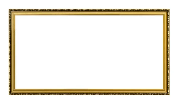 Panoramic Golden Frame Paintings Mirrors Photo Isolated White Background — Stock Photo, Image