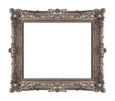 Beyaz arka planda izole edilmiş resimler, aynalar ya da fotoğraf için gümüş çerçeve. Kırpma yolu ile tasarım ögesi