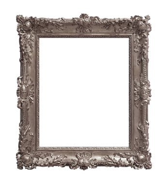 Beyaz arka planda izole edilmiş resimler, aynalar ya da fotoğraf için gümüş çerçeve. Kırpma yolu ile tasarım ögesi