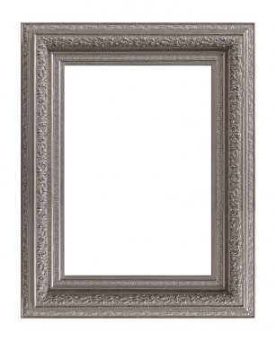 Beyaz arkaplanda izole edilmiş resimler, aynalar veya fotoğraf için gümüş çerçeve