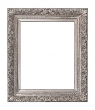 Beyaz arkaplanda izole edilmiş resimler, aynalar veya fotoğraf için gümüş çerçeve