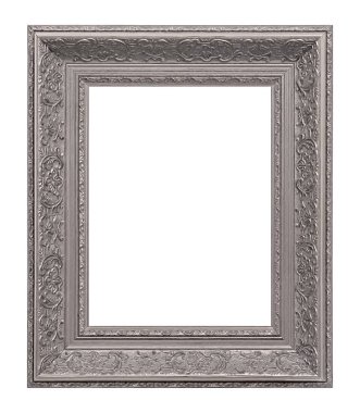 Beyaz arkaplanda izole edilmiş resimler, aynalar veya fotoğraf için gümüş çerçeve