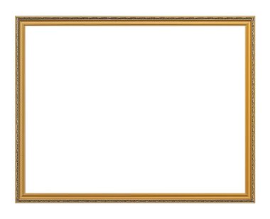 Beyaz arkaplanda izole edilmiş resimler, aynalar veya fotoğraf için altın çerçeve
