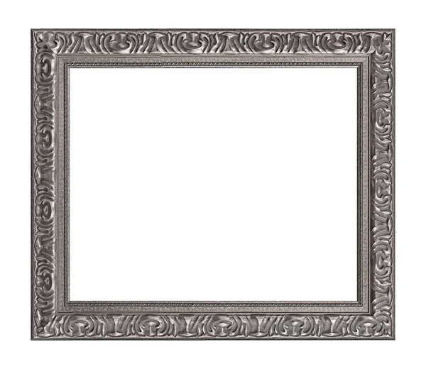 Stříbrný Rám Pro Obrazy Zrcadla Nebo Fotografie Izolované Bílém Pozadí — Stock fotografie