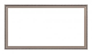 Beyaz arkaplanda izole edilmiş resimler, aynalar veya fotoğraf için panoramik gümüş çerçeve