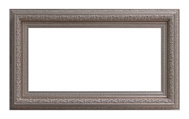 Beyaz arkaplanda izole edilmiş resimler, aynalar veya fotoğraf için panoramik gümüş çerçeve