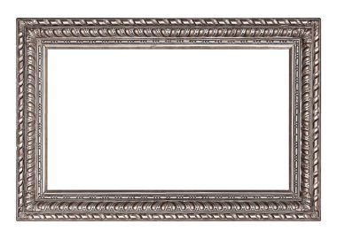 Beyaz arkaplanda izole edilmiş resimler, aynalar veya fotoğraf için gümüş çerçeve