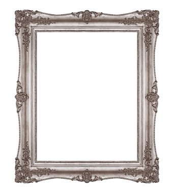 Beyaz arka planda izole edilmiş resimler, aynalar ya da fotoğraf için gümüş çerçeve. Kırpma yolu ile tasarım ögesi