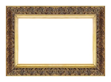 Beyaz arkaplanda izole edilmiş resimler, aynalar veya fotoğraf için altın çerçeve