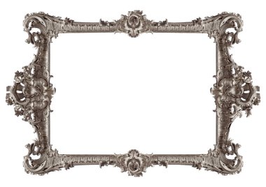 Beyaz arka planda izole edilmiş resimler, aynalar ya da fotoğraf için gümüş çerçeve. Kırpma yolu ile tasarım ögesi