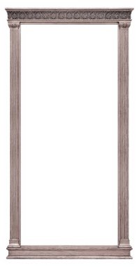 Beyaz arkaplanda izole edilmiş resimler, aynalar veya fotoğraf için panoramik gümüş çerçeve