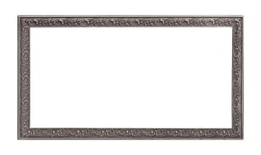 Beyaz arkaplanda izole edilmiş resimler, aynalar veya fotoğraf için panoramik gümüş çerçeve