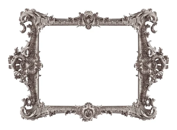 白の背景に隔離された絵画 鏡や写真のための銀のフレーム クリッピングパスを持つデザイン要素 — ストック写真