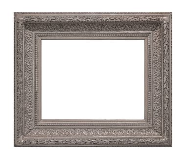 Beyaz arkaplanda izole edilmiş resimler, aynalar veya fotoğraf için gümüş çerçeve