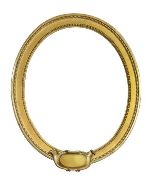 Tablolar, aynalar veya beyaz arka planda izole edilmiş fotoğraf için altın çerçeve. Kırpma yolu ile tasarım ögesi