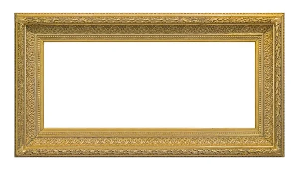 Панорамна Золота Рамка Картин Дзеркал Або Фото Ізольована Білому Тлі — стокове фото