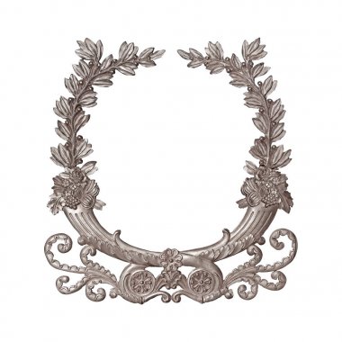 Silver decorative wreath isolated on white background. Design element with clipping path clipart