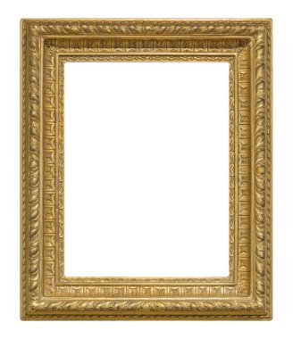 Tablolar, aynalar veya beyaz arka planda izole edilmiş fotoğraf için altın çerçeve. Kırpma yolu ile tasarım ögesi