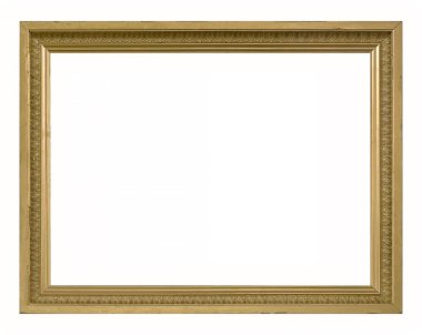Beyaz arkaplanda izole edilmiş resimler, aynalar veya fotoğraf için altın çerçeve