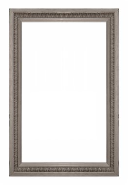 Beyaz arkaplanda izole edilmiş resimler, aynalar veya fotoğraf için gümüş çerçeve