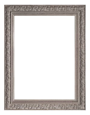 Beyaz arkaplanda izole edilmiş resimler, aynalar veya fotoğraf için gümüş çerçeve