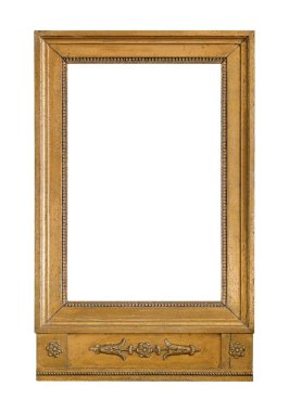 Tablolar, aynalar veya beyaz arkaplanda izole edilmiş fotoğraf için ahşap çerçeve