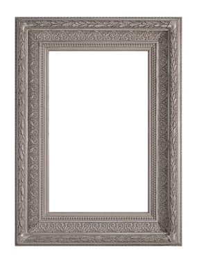 Beyaz arkaplanda izole edilmiş resimler, aynalar veya fotoğraf için gümüş çerçeve